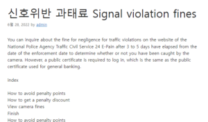 신호위반 과태료