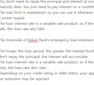 카오뱅크 비상금대출 연장